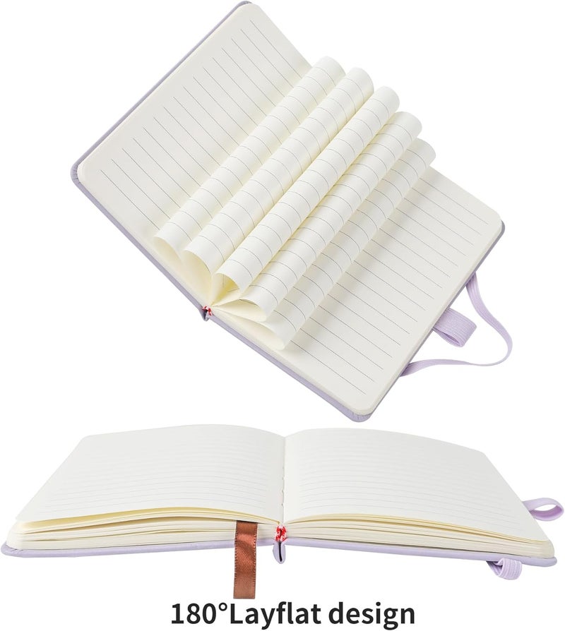 Animusphere 2Pack Pocket Notebook Small Notebook Journal Notebook 4 inches x 5.7 inches 200 Pages Leather Cover With Pen Holder Page Marker Ribbons (Purple) - Image 2